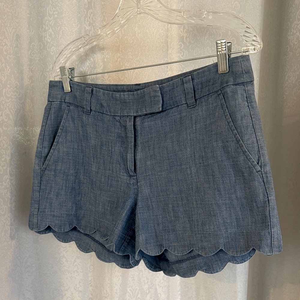 J. Crew Blue Scalloped Short Shorts Sz: 6